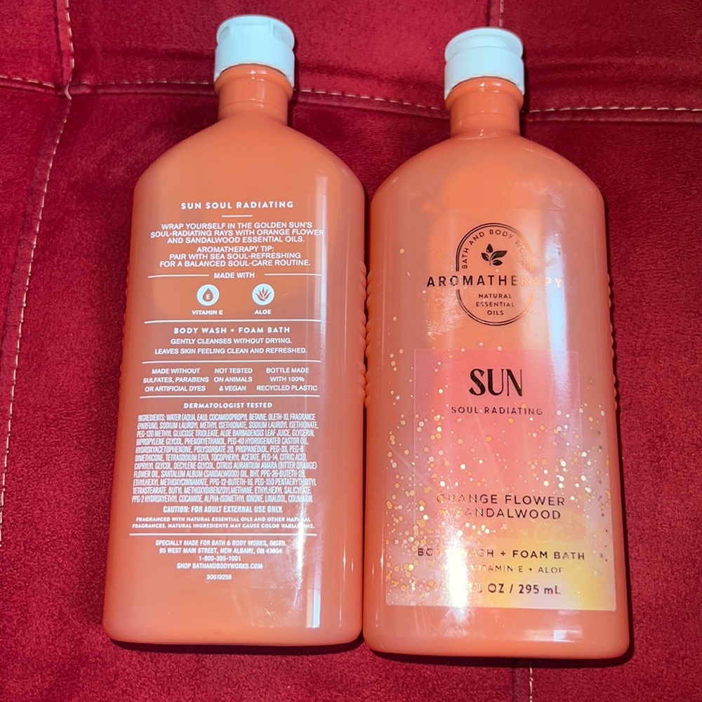 BBW 2pc Orange flower Sandalwood  Aromatherapy BODY Wash - Picture 2 of 3